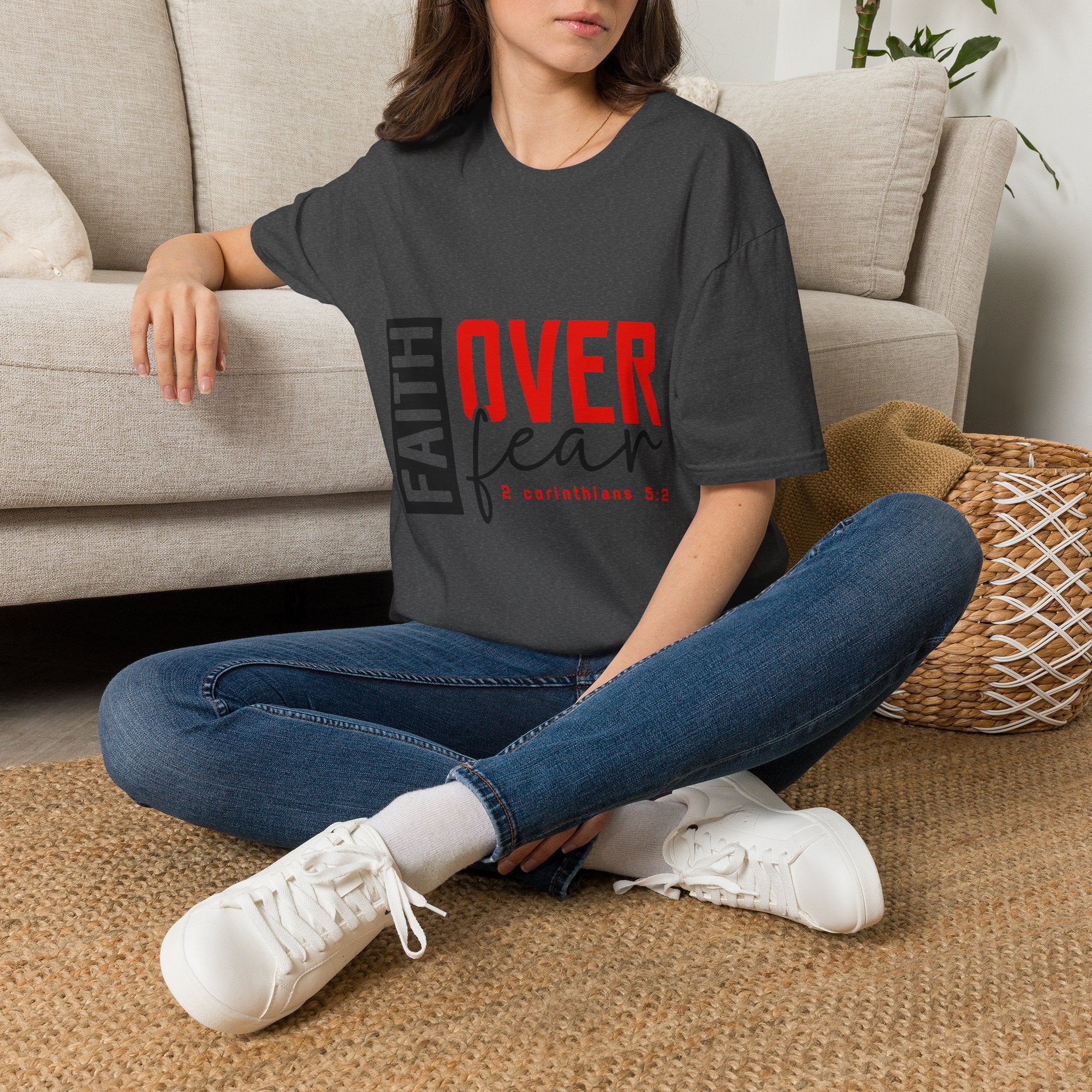 Faith Over Fear T-Shirt — Christian Inspirational Tee (2 Corinthians 5:7)