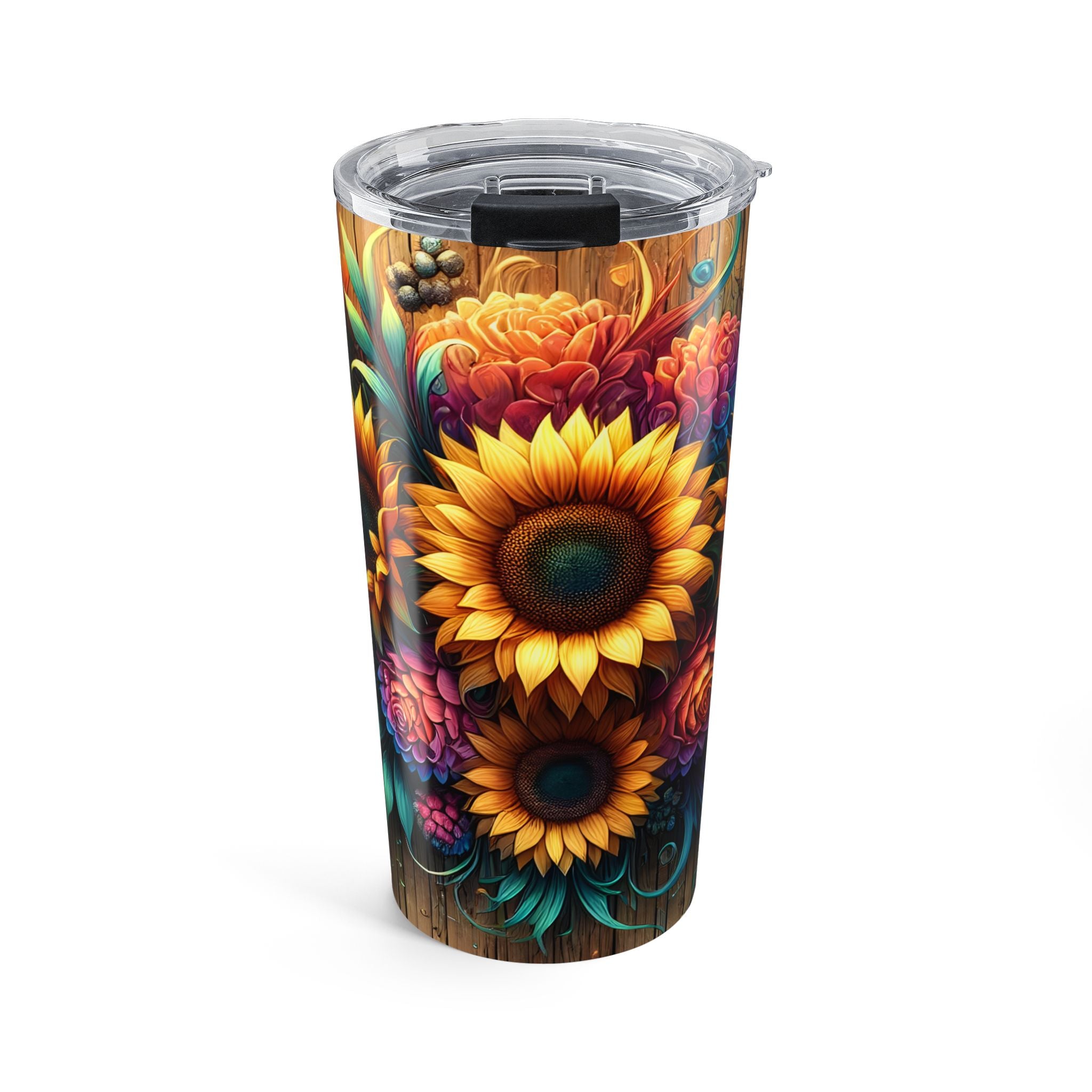 20oz Sunflower Floral Tumbler – Insulated Travel Cup, Vibrant Autumn Bouquet Design