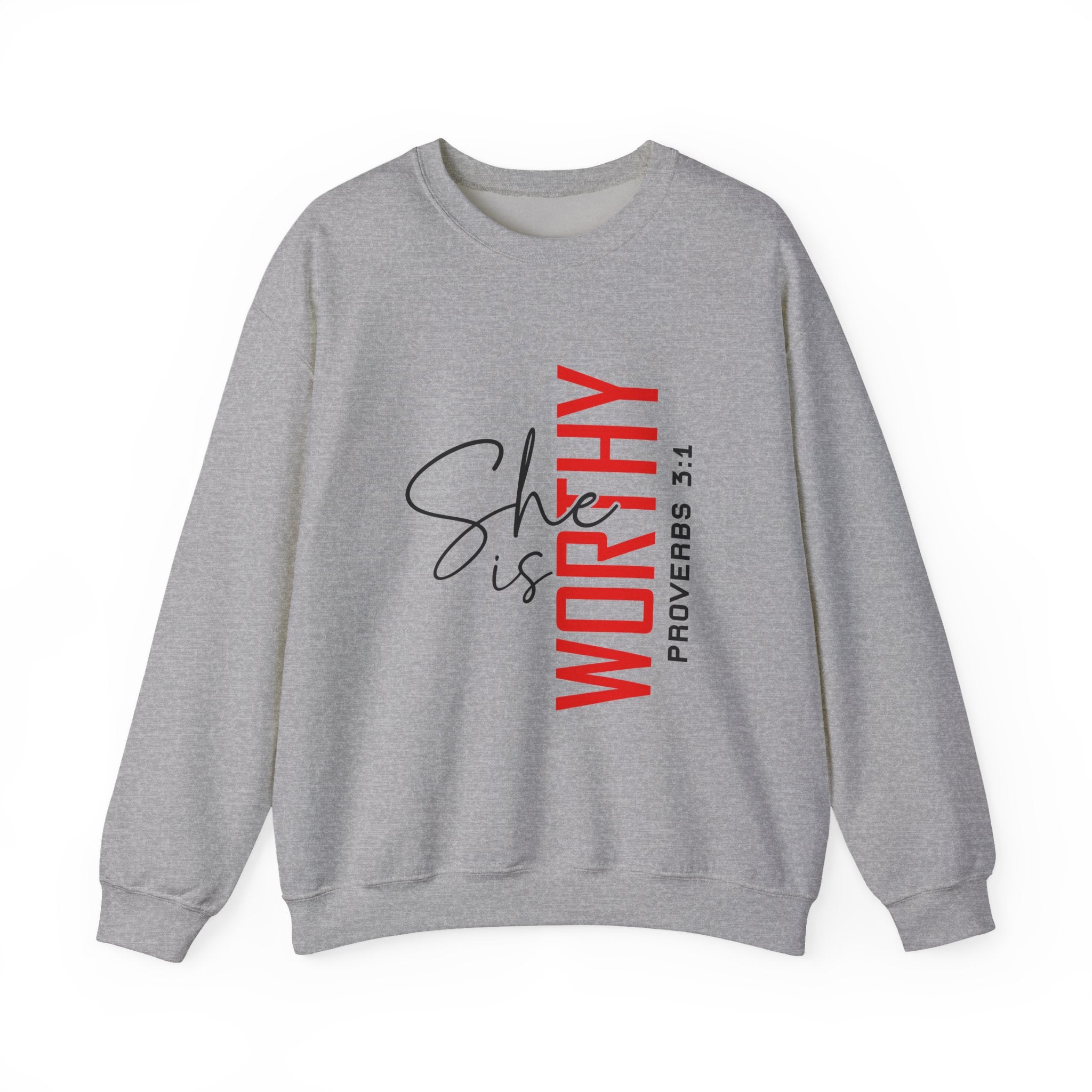 Worthy Sister Crewneck Sweatshirt — "She is Worthy" Proverbs 31 Christian Pullover