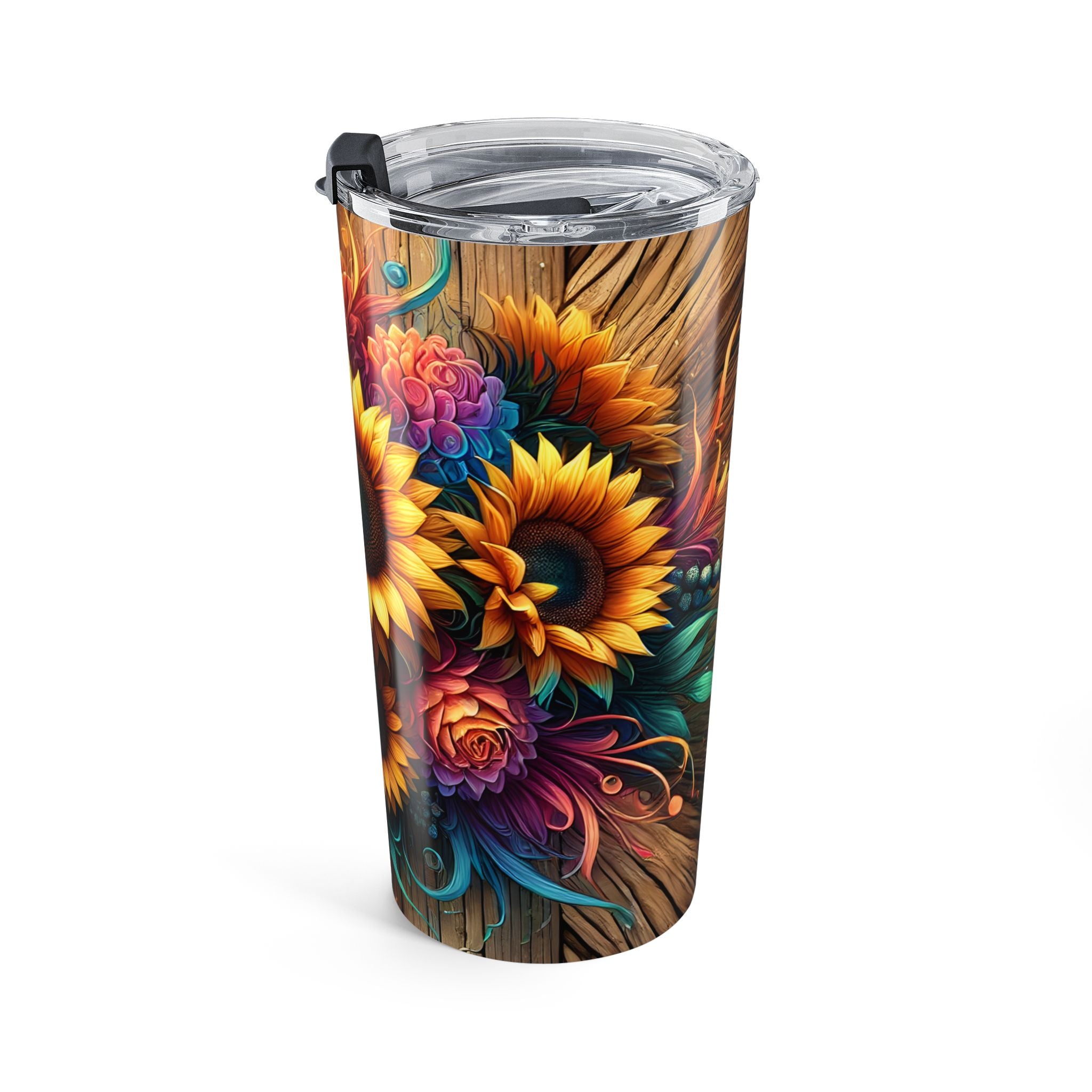 20oz Sunflower Floral Tumbler – Insulated Travel Cup, Vibrant Autumn Bouquet Design