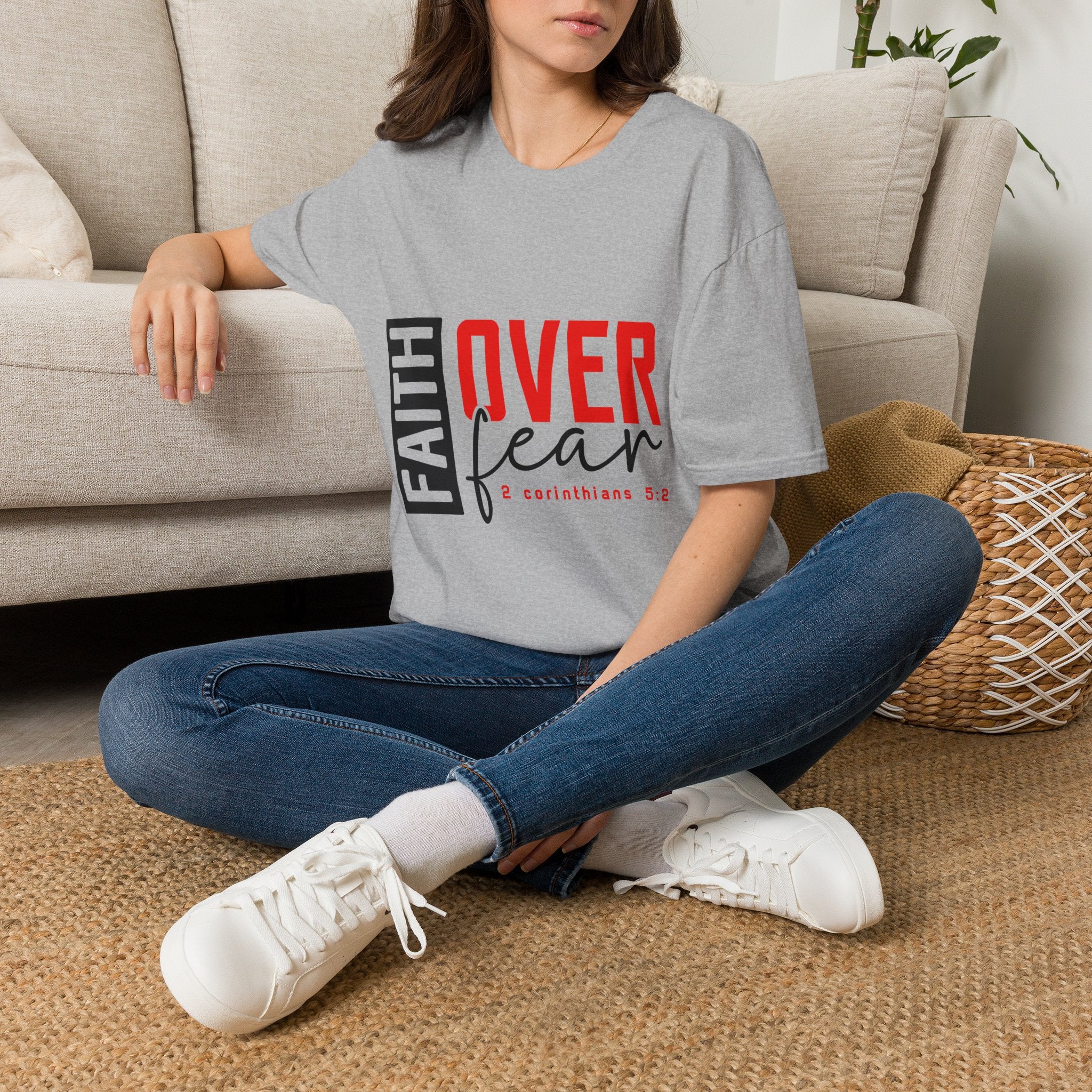 Faith Over Fear T-Shirt — Christian Inspirational Tee (2 Corinthians 5:7)