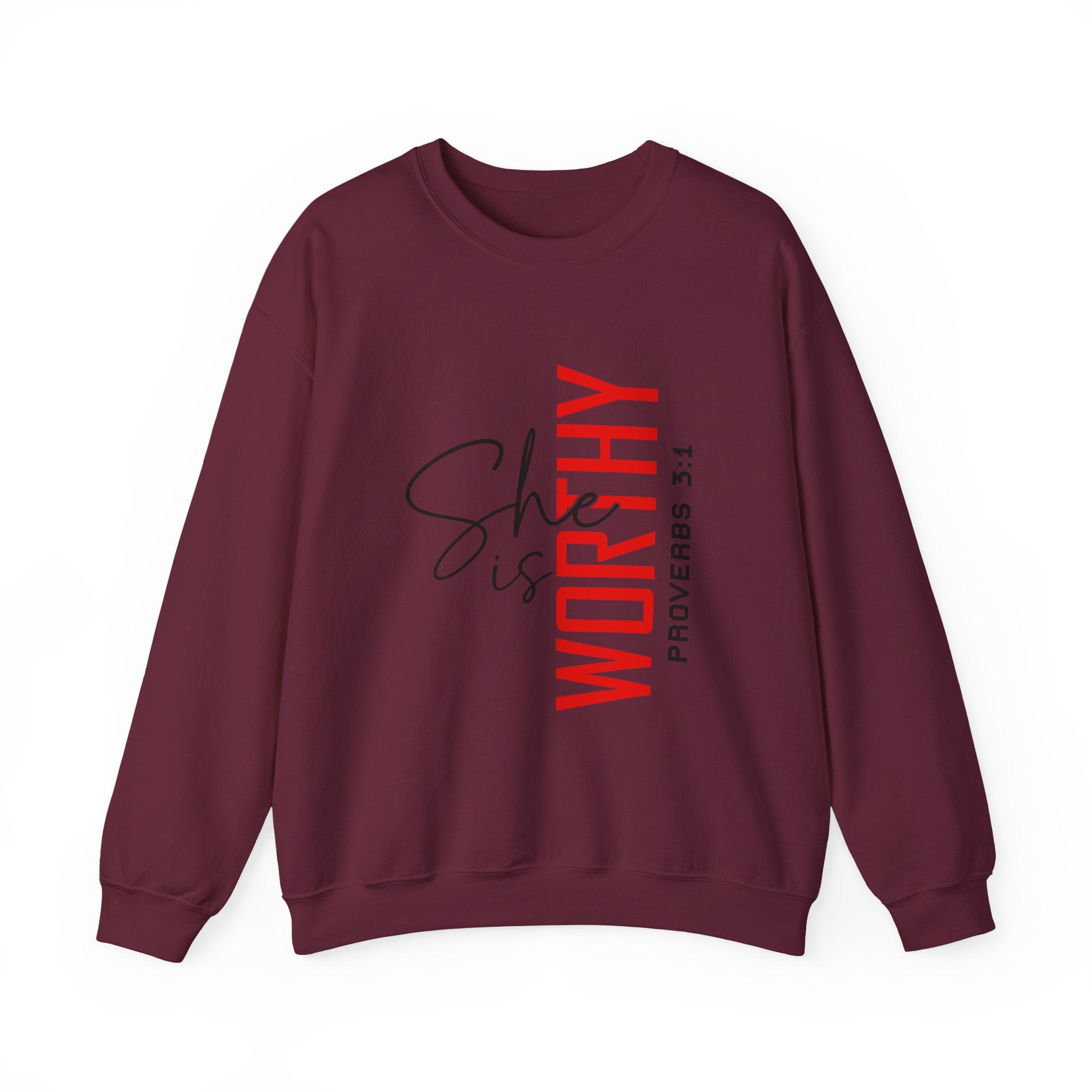 Worthy Sister Crewneck Sweatshirt — "She is Worthy" Proverbs 31 Christian Pullover