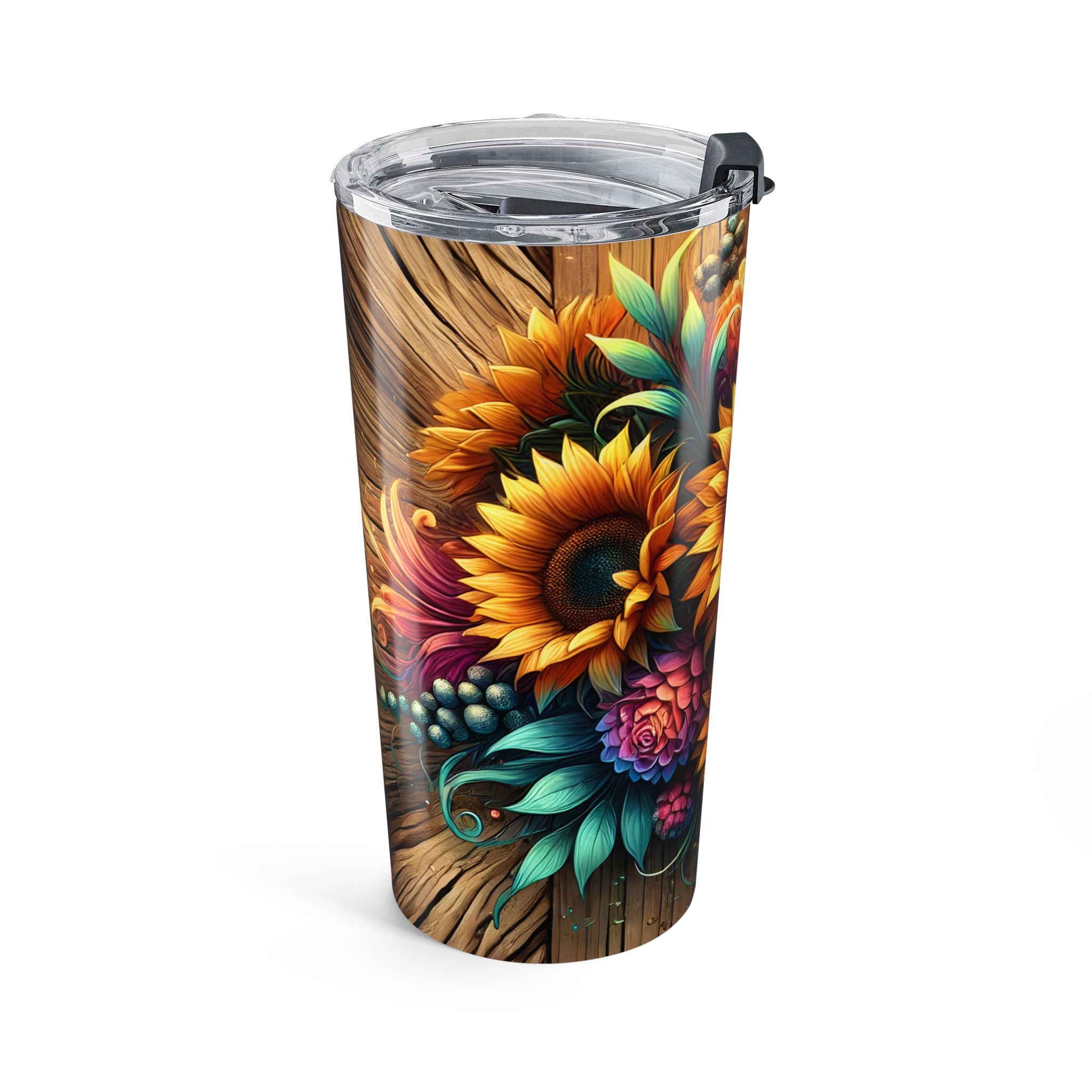 20oz Sunflower Floral Tumbler – Insulated Travel Cup, Vibrant Autumn Bouquet Design