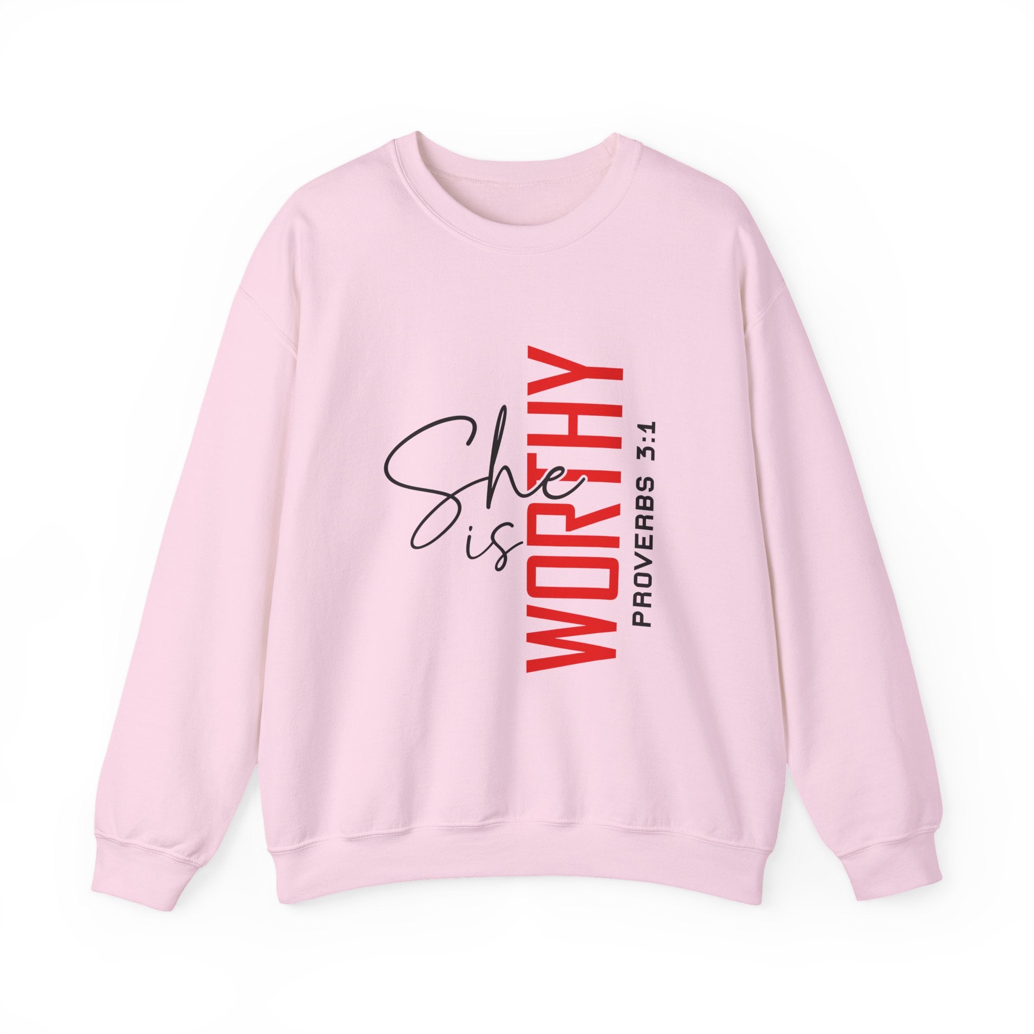 Worthy Sister Crewneck Sweatshirt — "She is Worthy" Proverbs 31 Christian Pullover