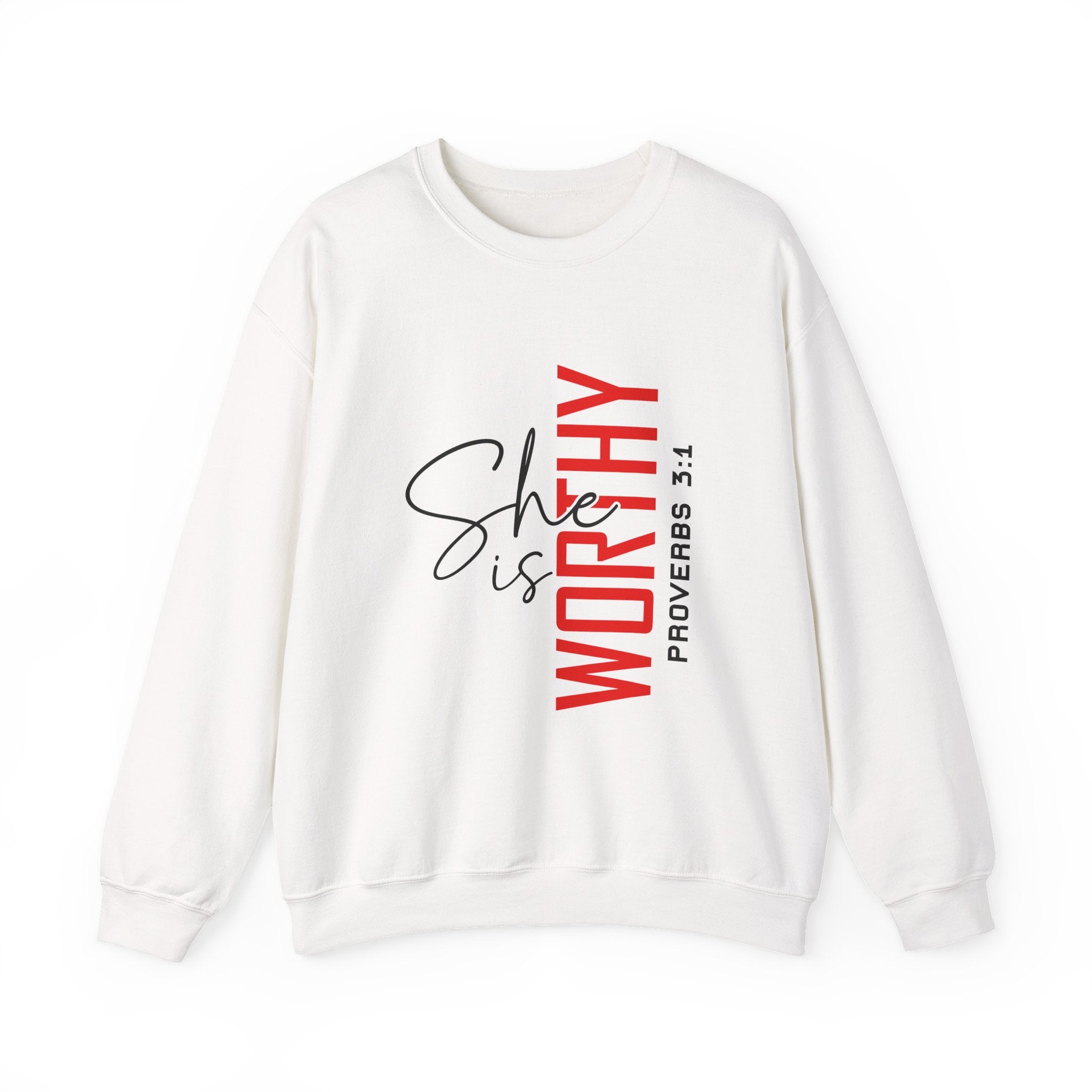 Worthy Sister Crewneck Sweatshirt — "She is Worthy" Proverbs 31 Christian Pullover