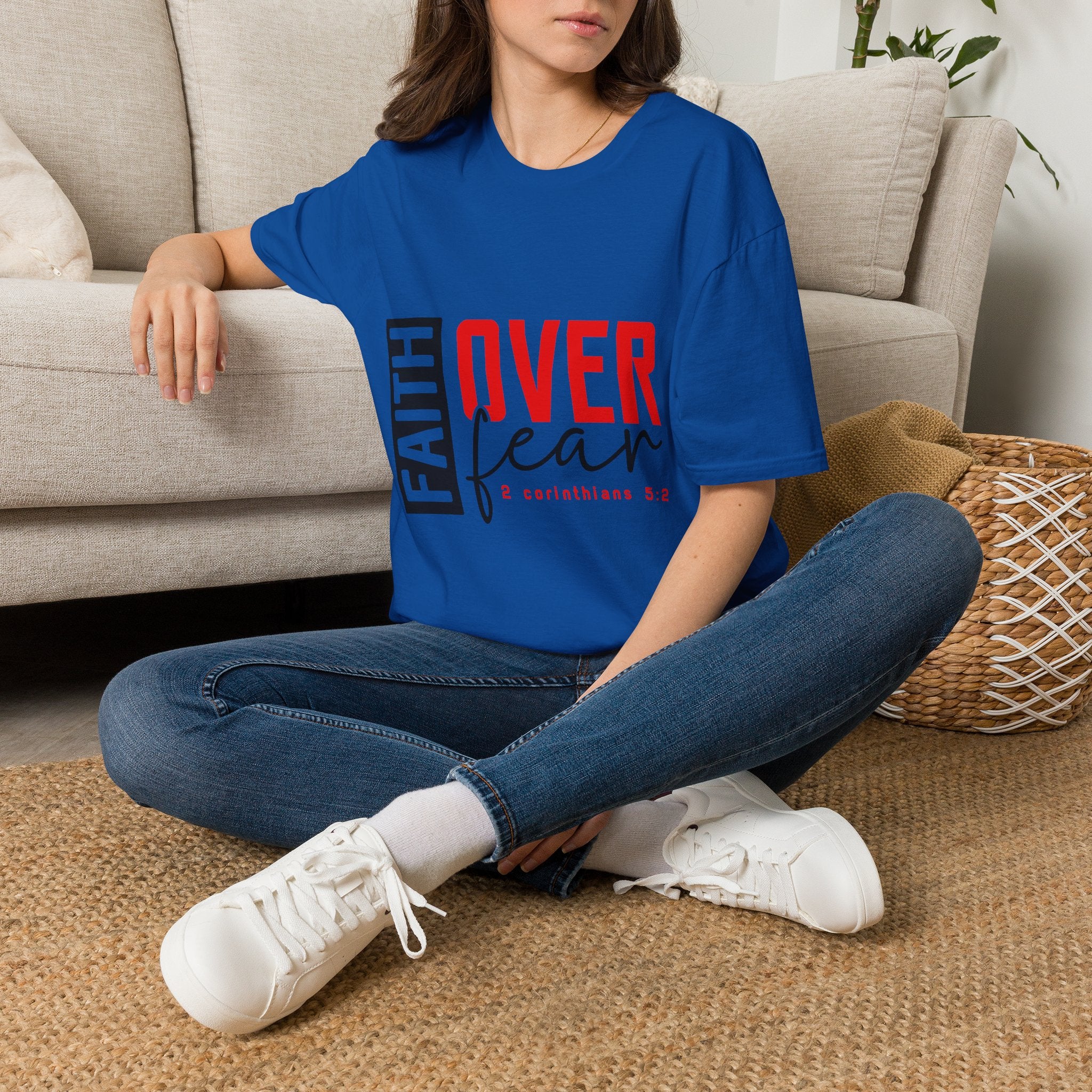 Faith Over Fear T-Shirt — Christian Inspirational Tee (2 Corinthians 5:7)