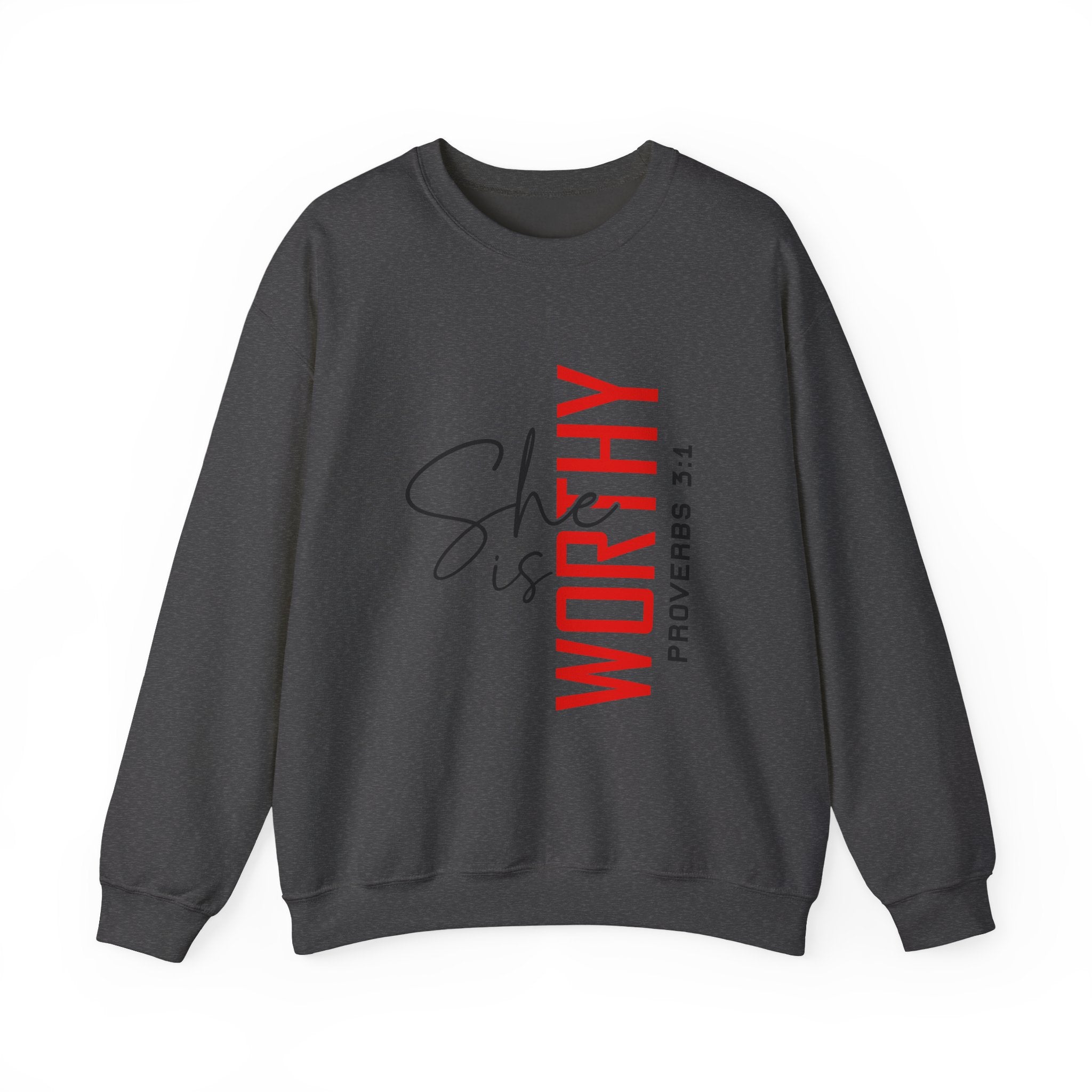 Worthy Sister Crewneck Sweatshirt — "She is Worthy" Proverbs 31 Christian Pullover