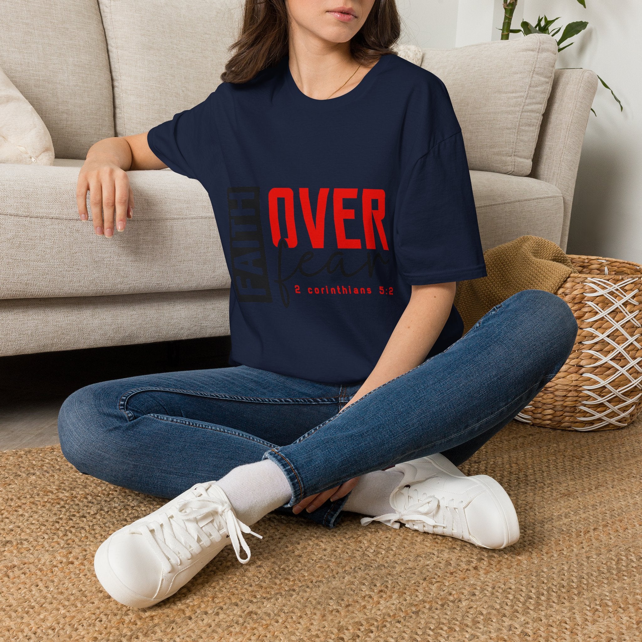 Faith Over Fear T-Shirt — Christian Inspirational Tee (2 Corinthians 5:7)