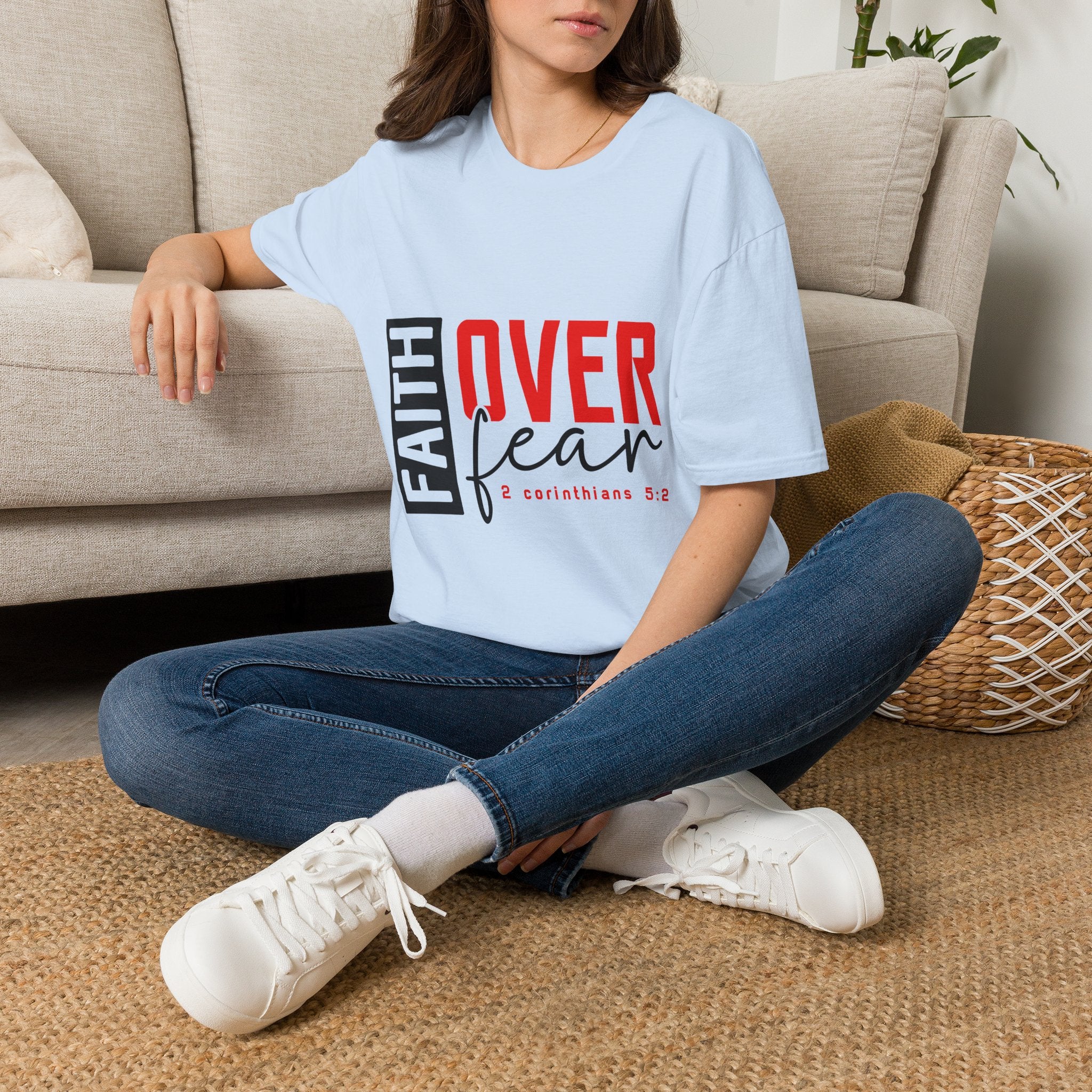 Faith Over Fear T-Shirt — Christian Inspirational Tee (2 Corinthians 5:7)