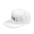 Embroidered EMG Snapback Hat — Classic White Flat-Brim Cap