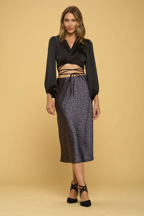 Silky Satin Wrap Crop Top with Tie